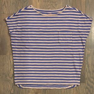 Ann Taylor Loft Striped Blue and Tan Women's Top, Size S
